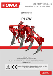 UNIA Plow B6 Operating And Maintenance Manual