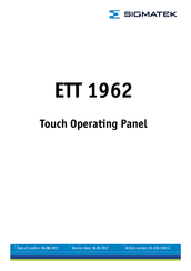 SIGMATEK ETT 1962 Manual