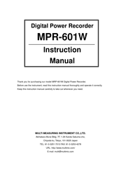 MULTI MEASURING INSTRUMENTS MPR-601W Instruction Manual