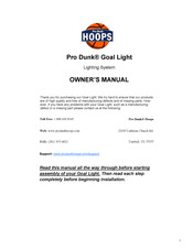 Pro Dunk Hoops Goal Light LED Owner's Manual