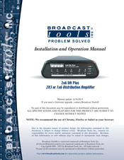 Broadcast Tools 2x6 DA Plus Installation And Operation Manual