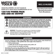 Matco Tools MCL1216USBC Operating Instructions Manual