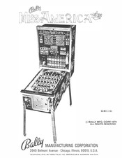 Bally Miss America Deluxe Maintenance Service Manual