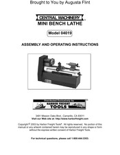 Central Machinery 4019 Assembly And Operating Instructions Manual