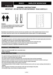 Next BARLOW BOOKCASE 804833 Assembly Instructions Manual