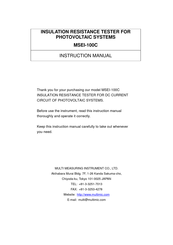 MULTI MEASURING INSTRUMENTS MSEI-100C Instruction Manual