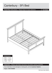 TVILUM Canterbury 5Ft Bed 532/6662 Assembly Instructions Manual