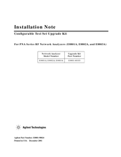 Agilent Technologies E8802A Installation Note