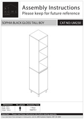 J D Williams At Home Luxe SOPHIA BLACK GLOSS TALL BOY UM230 Assembly Instructions Manual