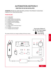 SERVETTO Automation Motion-V1 Direction For Installation And Use