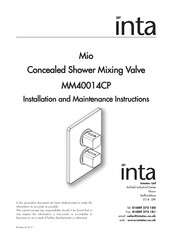 Inta Mio MM40014CP Installation And Maintenance Instructions Manual