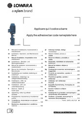 Xylem Lowara e-MPV Installation, Operation And Maintenance Manual