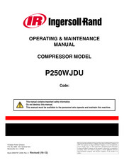 Ingersoll-Rand P250WJDU Operating & Maintenance Manual