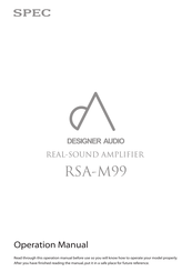 SPEC DESIGNER AUDIO RSA-G3 EX Operation Manual