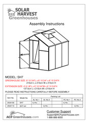 ACF Greenhouses 2534100 Assembly Instructions Manual