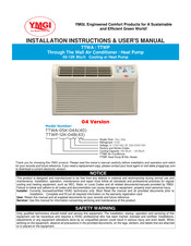 YMGI TTWA-12K-04A(40) Installation Instructions & User Manual