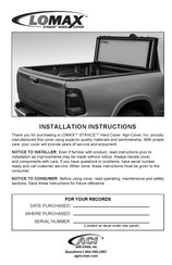 aci Lomax Stance Hard Cover Installation Instructions Manual
