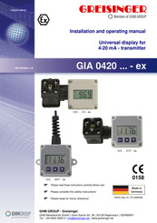 GHM GREISINGER GIA 0420 VO-ex Installation And Operating Manual