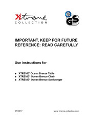 Xtreme Collection XTREME Ocean Breeze Table Use Instructions