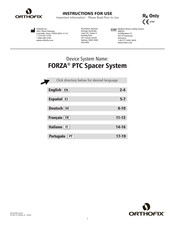 Orthofix FORZA PTC Spacer System Instructions For Use Manual