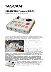 Tascam MiNiSTUDIO PERSONAL US-32 Manual