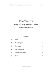 Vein-Tap Holy Era Tap Tempo Delay Instruction Manual