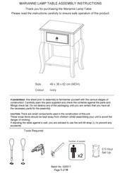 GFW MARIANNE LAMP TABLE Assembly Instructions Manual