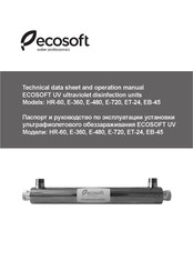 Ecosoft E-360 Technical Data Sheet And Operation Manual