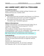 Siemens 4AI I 4WIRE HART Information Leaflet