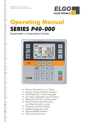 ELGO Electronic P40-000 Series Operating Manual