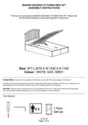 GFW MADRID WOODEN OTTOMAN BED 3FT Assembly Instructions Manual