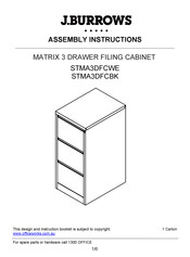 J.burrows MATRIX 3 DRAWER FILING CABINET STMA3DFCWE Assembly Instructions Manual