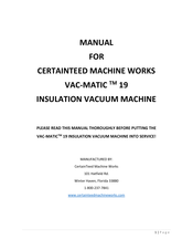 CertainTeed VAC-MATIC 19 Manual