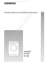 Siemens SIWAMAT XS 862 Instruction Manual And Installation Instructions