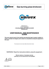 Univex DOME51 C User Manual And Maintenance Manuallines