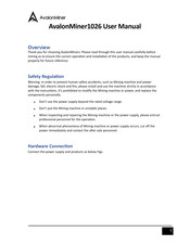 AvalonMiner 1026 User Manual