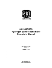 RKI Instruments 65-2330RKSS Operator's Manual