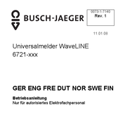 Busch-Jaeger WaveLINE 6721 Installation And Operating Instructions Manual