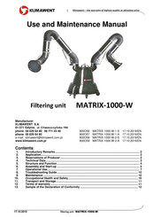 Klimawent MATRIX-1000-W-2-A Use And Maintenance Manual