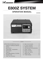 Nakanishi E800Z Operation Manual
