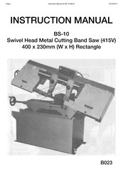 Hafco Metalmaster BS-10 Instruction Manual