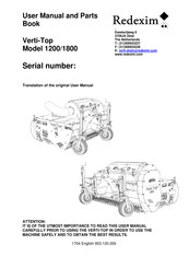 Redexim Verti-Top 1200 User Manual And Parts Book