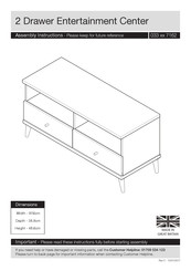 J D Williams 2 Drawer Entertainment Center 033 7162 Series Assembly Instructions Manual