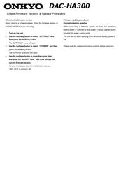 Onkyo DAC-HA300 Check Firmware Version & Update Procedure
