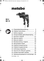 Metabo BE 6 Original Instructions Manual