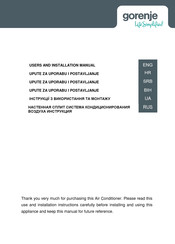 Gorenje DA Series User And Installation Manual