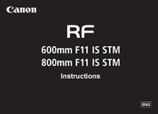 Canon RF600mm F11 IS STM Instructions Manual