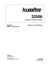 KleenRite 32506 Operator And Parts Manual