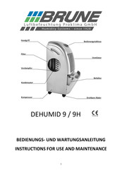 Brune DEHUMID 9 Instructions For Use And Maintenance Manual