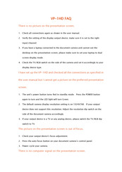 AVer AVerVision VP-1HD Faq